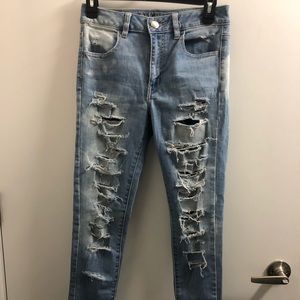 Ripped denim skinny jeans